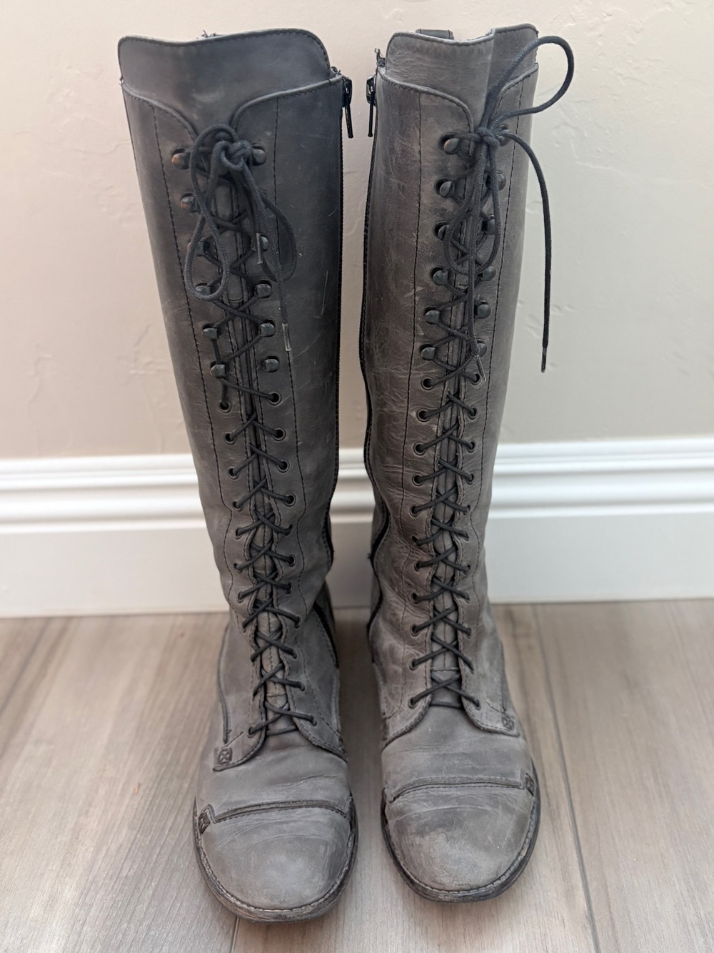 Vintage Charles David Regiment Italian Leather Lace-Up Boots Size 6 Y2K